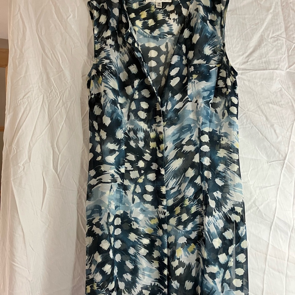 CAbi Sleeveless Dress with Blue and Black Pattern
